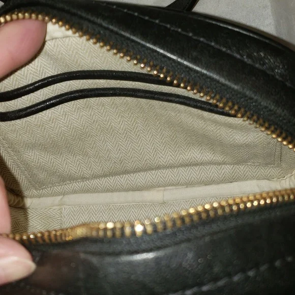 Tory Burch Leather Crossbody "Kira" Chevron Quilted Small Camera Bag, Black - Picture 11 of 13